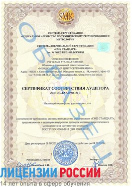 Образец сертификата соответствия аудитора №ST.RU.EXP.00006191-1 Канаш Сертификат ISO 50001